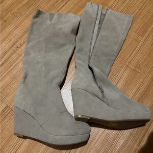 Bakers Gray Suede Wedge Boots